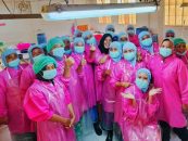 Happiness women working on miniplant processing blue swimming crab in Gresik